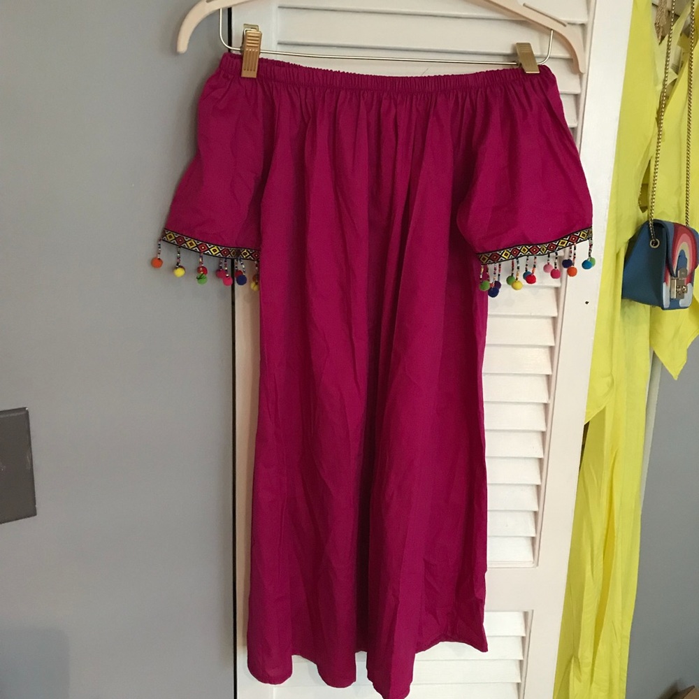 NWT ASOS cold shoulder Pom Pom tassel shift dress - Picture 2 of 3